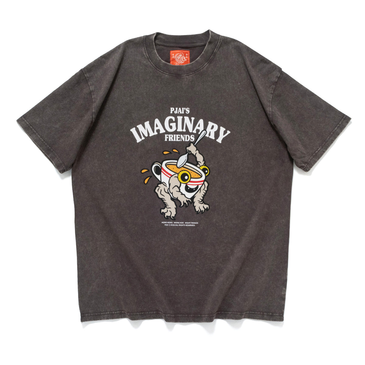 (EX741) Milk Tea Graphic Washed Tee