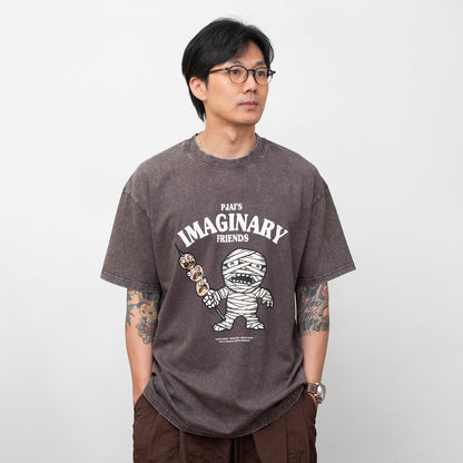 (EX736) Fish Ball Mummy Graphic Washed Tee