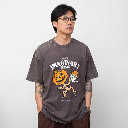 (EX737) Pumpkin Graphic Washed Tee