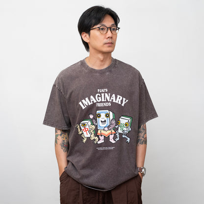 (EX738) Mahjong Graphic Washed Tee