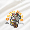 (ZT1295) Lucky Skater Cat Graphic Embroidery Tee