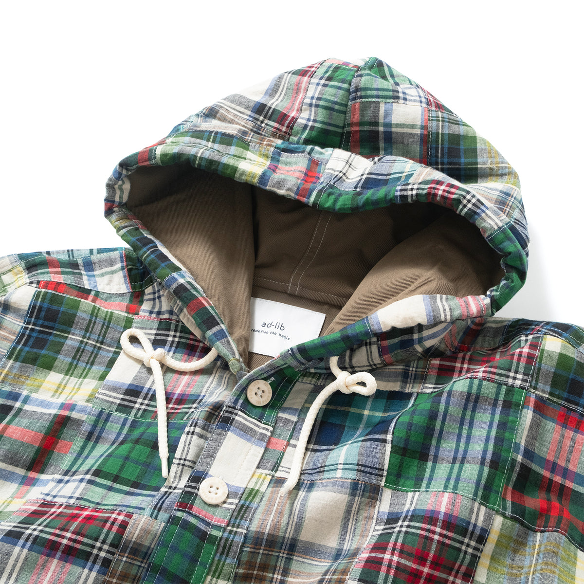 (ST567) Patchwork Hooded Shirt