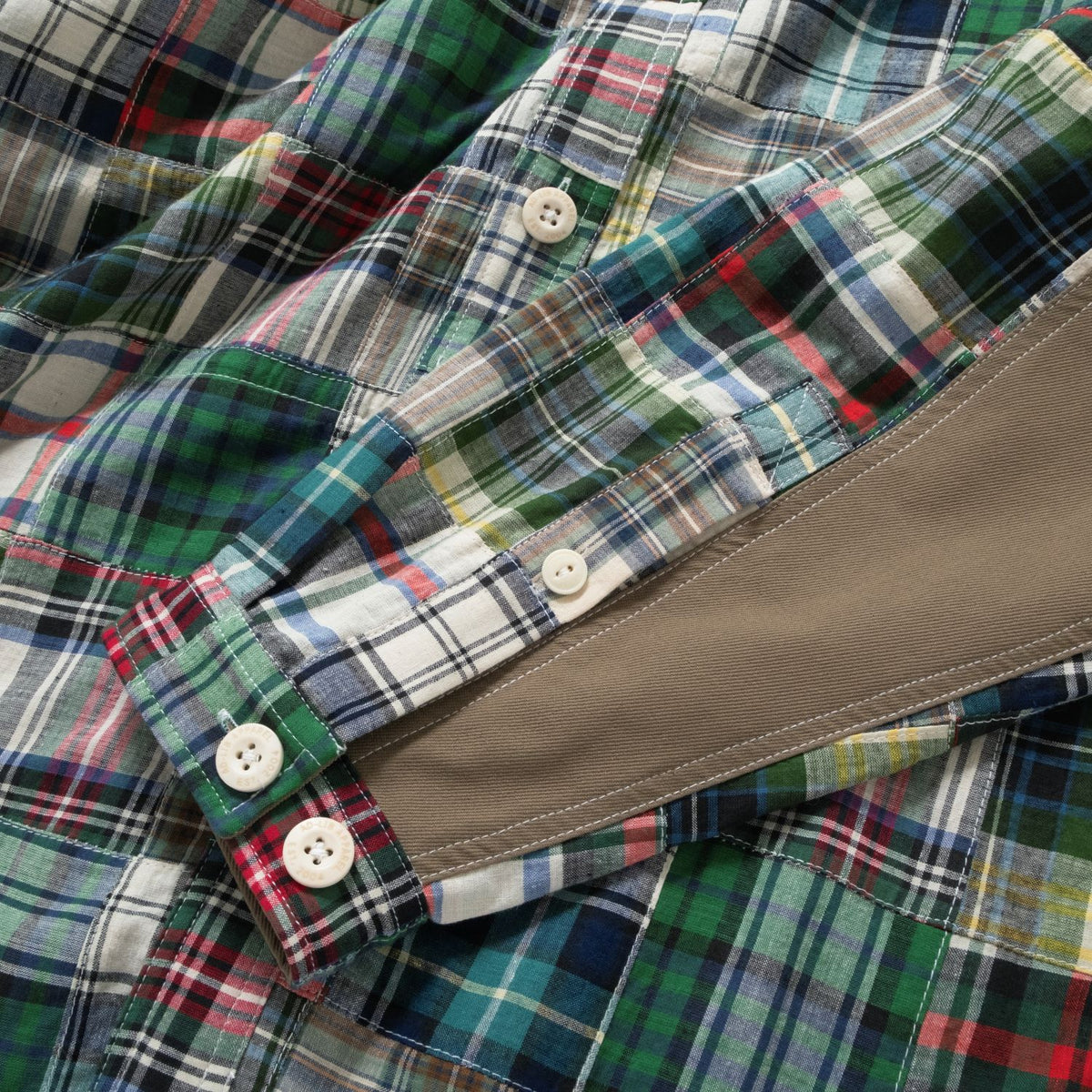 (ST567) Patchwork Hooded Shirt