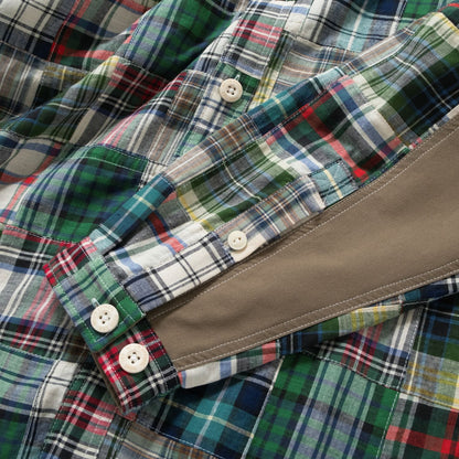 (ST567) Patchwork Hooded Shirt