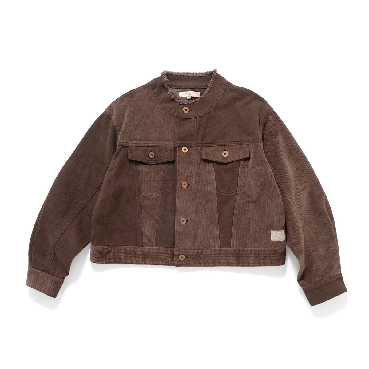 (JK465) Raw Edge Patchwork Jacket