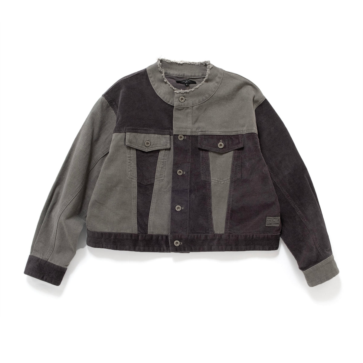 (JK465) Raw Edge Patchwork Jacket