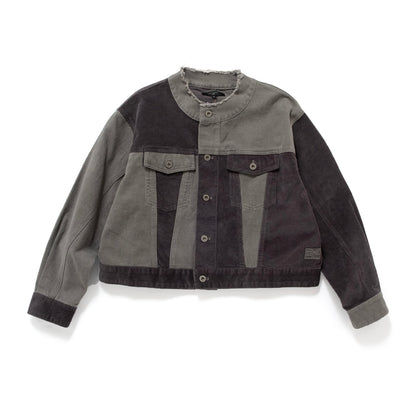 (JK465) Raw Edge Patchwork Jacket