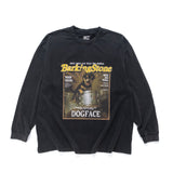(ZT1818) Barking Dog Graphic Long Sleeve Washed Tee
