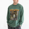 (ZT1818) Barking Dog Graphic Long Sleeve Washed Tee