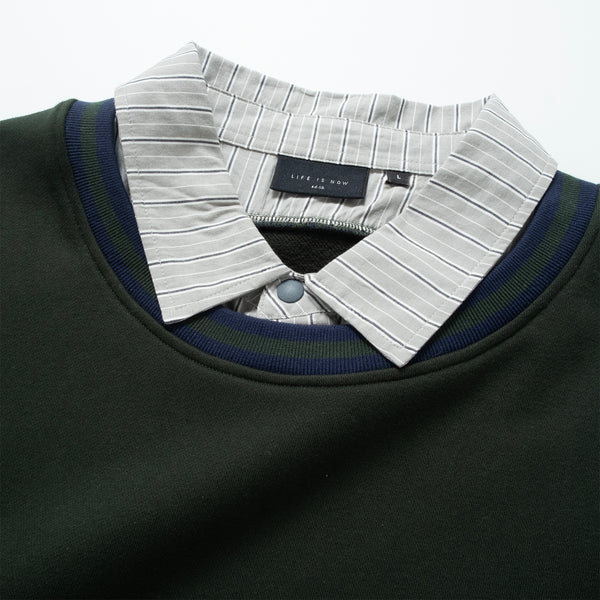 (SW528) 仿兩件恤衫領衛衣