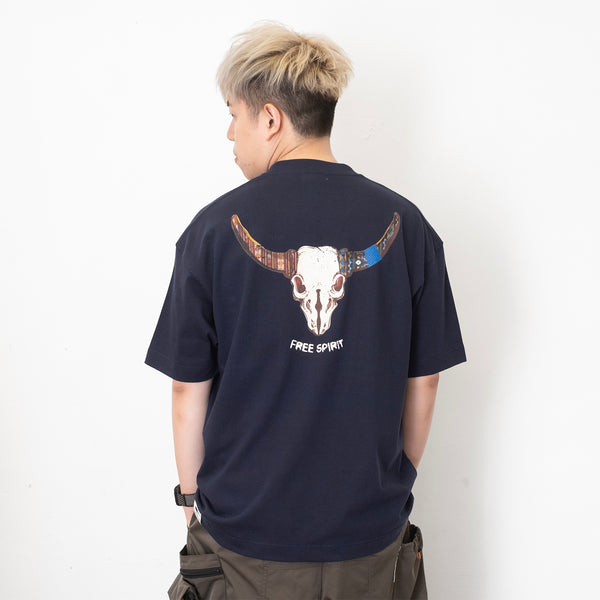 (ZT1293) Buffalo Skull Graphic Pocket Tee