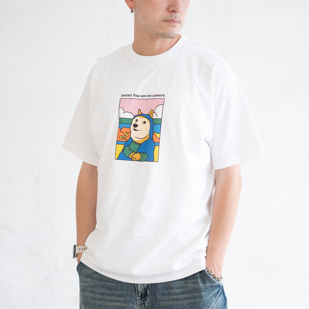 (ZT1991) Smile You Are on Camera 圖案 Tee