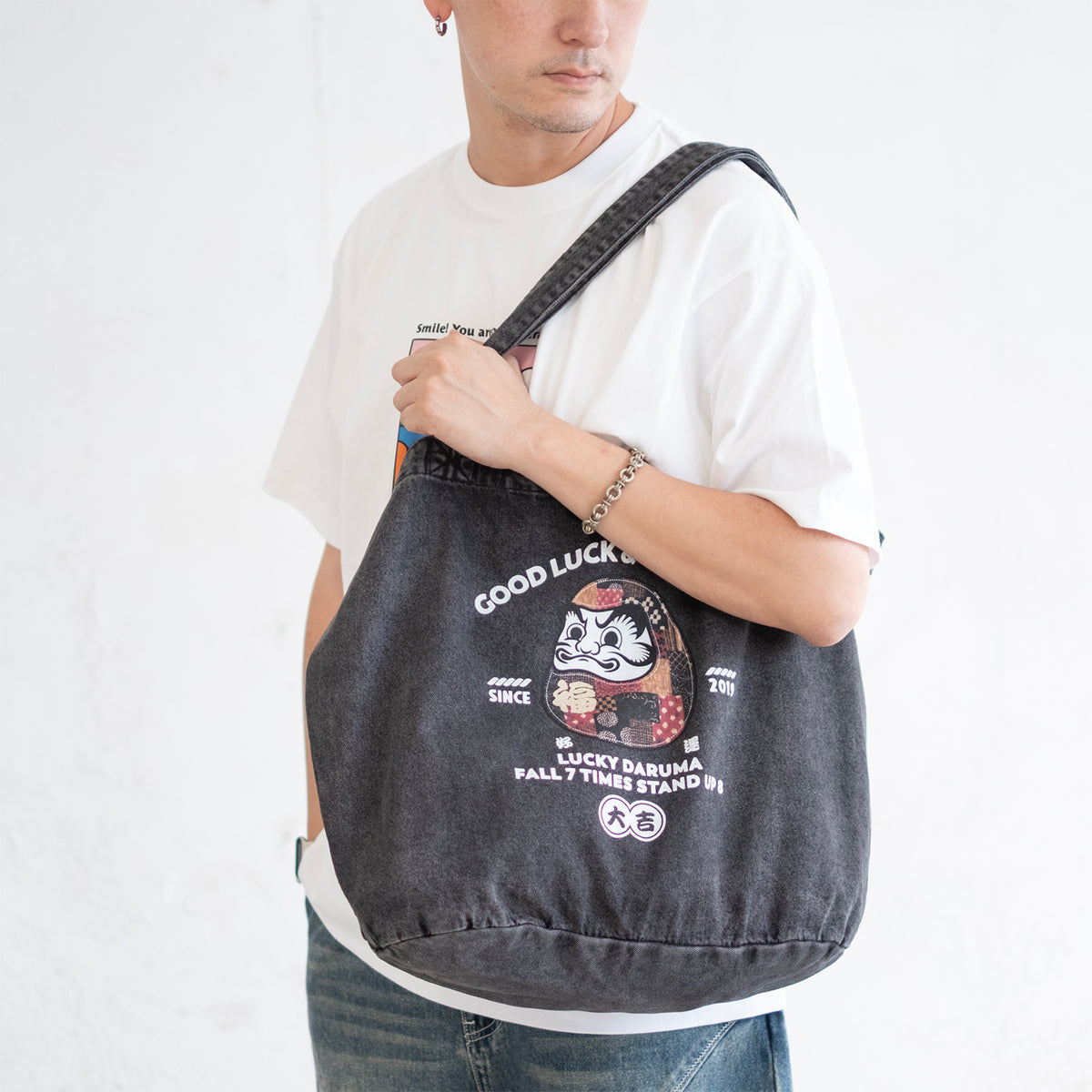 (ZB591) Daruma Washed Tote Bag