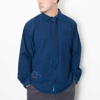(ST481) Indigo Shirt With Tie