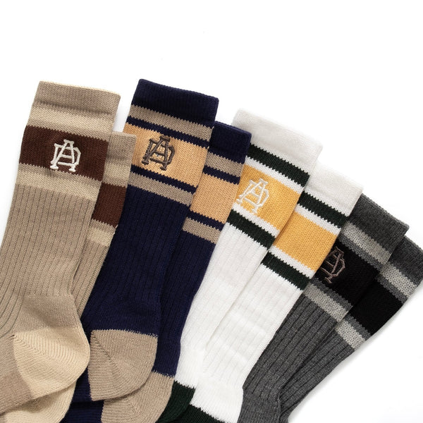 (SK087) College Colorblock Embroidery Socks