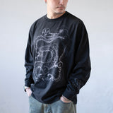 (EX678) Grey Dragon Long Sleeve Washed Tee