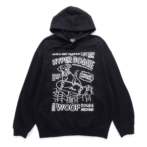 (ZW557) Skating Dog Graphic Hoodie