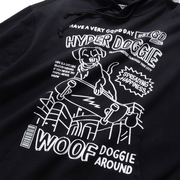 (ZW557) Skating Dog Graphic Hoodie