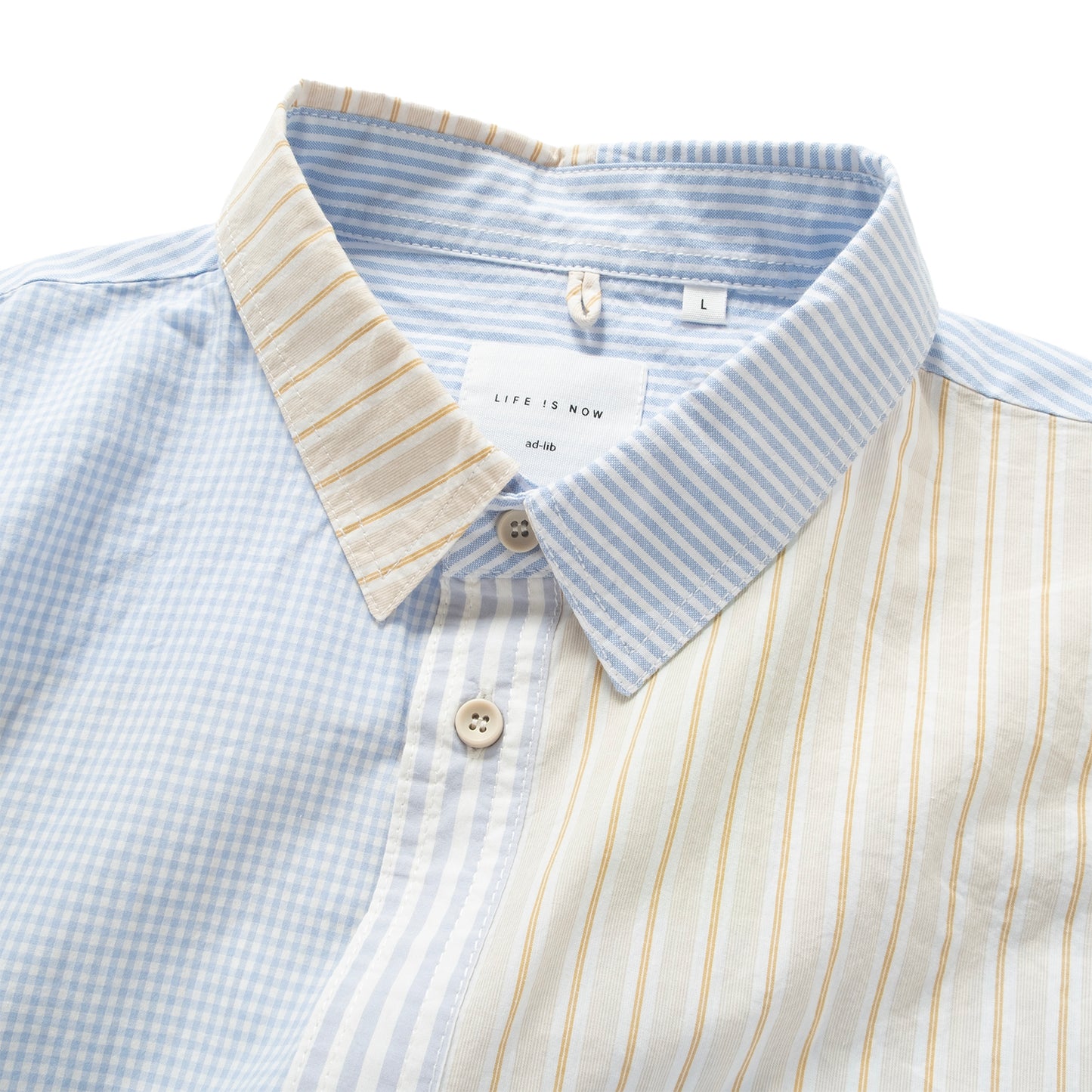 (ST510) Stripes Patchwork Shirt