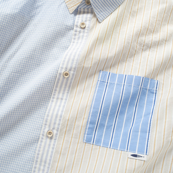 (ST510) Stripes Patchwork Shirt