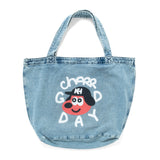 (EX689) Logo Face Washed Tote Bag