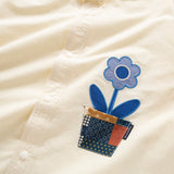 (ST350) Flower Graphic Patch Shirt