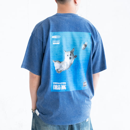 (ZT1855) Swimming Corgi Graphic Tee