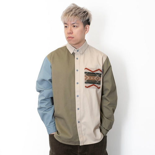 (YS351) Tribal Pocket Switch Color Shirt