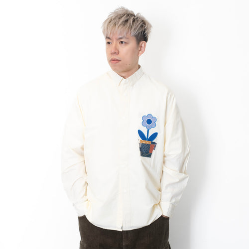 (ST350) Flower Graphic Patch Shirt