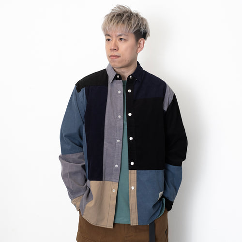 (ST335) Corduroy Patchwork Shirt