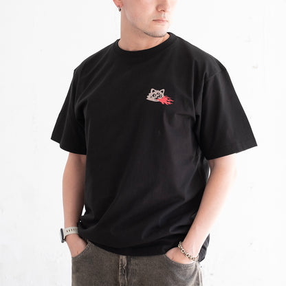 (ZT1857) Catzilla Embroidery Graphic Tee