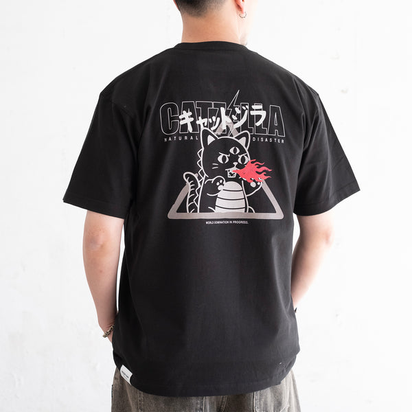 (ZT1857) Catzilla Embroidery Graphic Tee