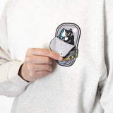 (ZW437) Canned Cat Graphic Pocket Sweater