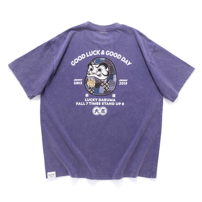 (ZT1859) Lucky Daruma Embroidery Tee
