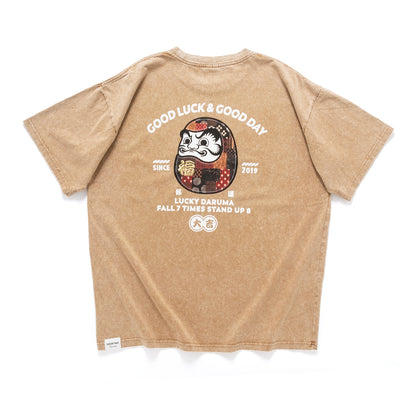 (ZT1859) Lucky Daruma Embroidery Tee