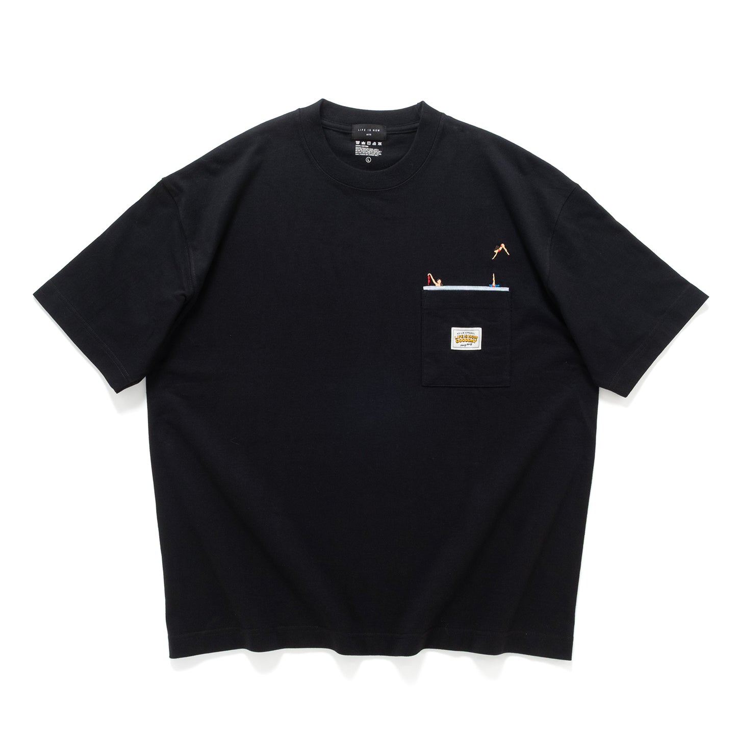 (ZT1840) Diving Woman Embroidery Pocket Tee