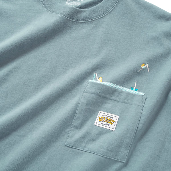 (ZT1840) Diving Woman 繡花口袋 Tee