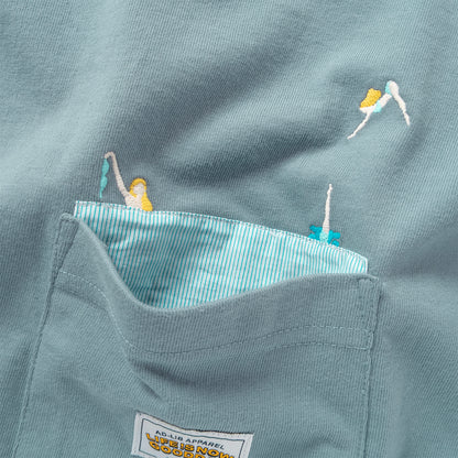 (ZT1840) Diving Woman Embroidery Pocket Tee