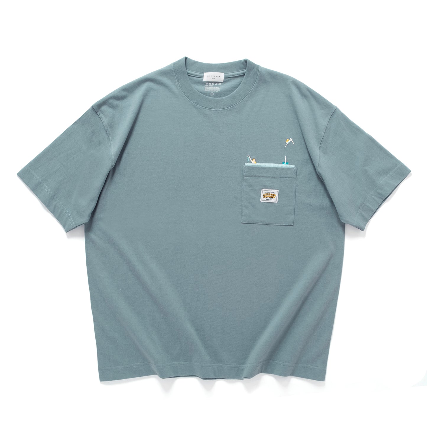 (ZT1840) Diving Woman Embroidery Pocket Tee