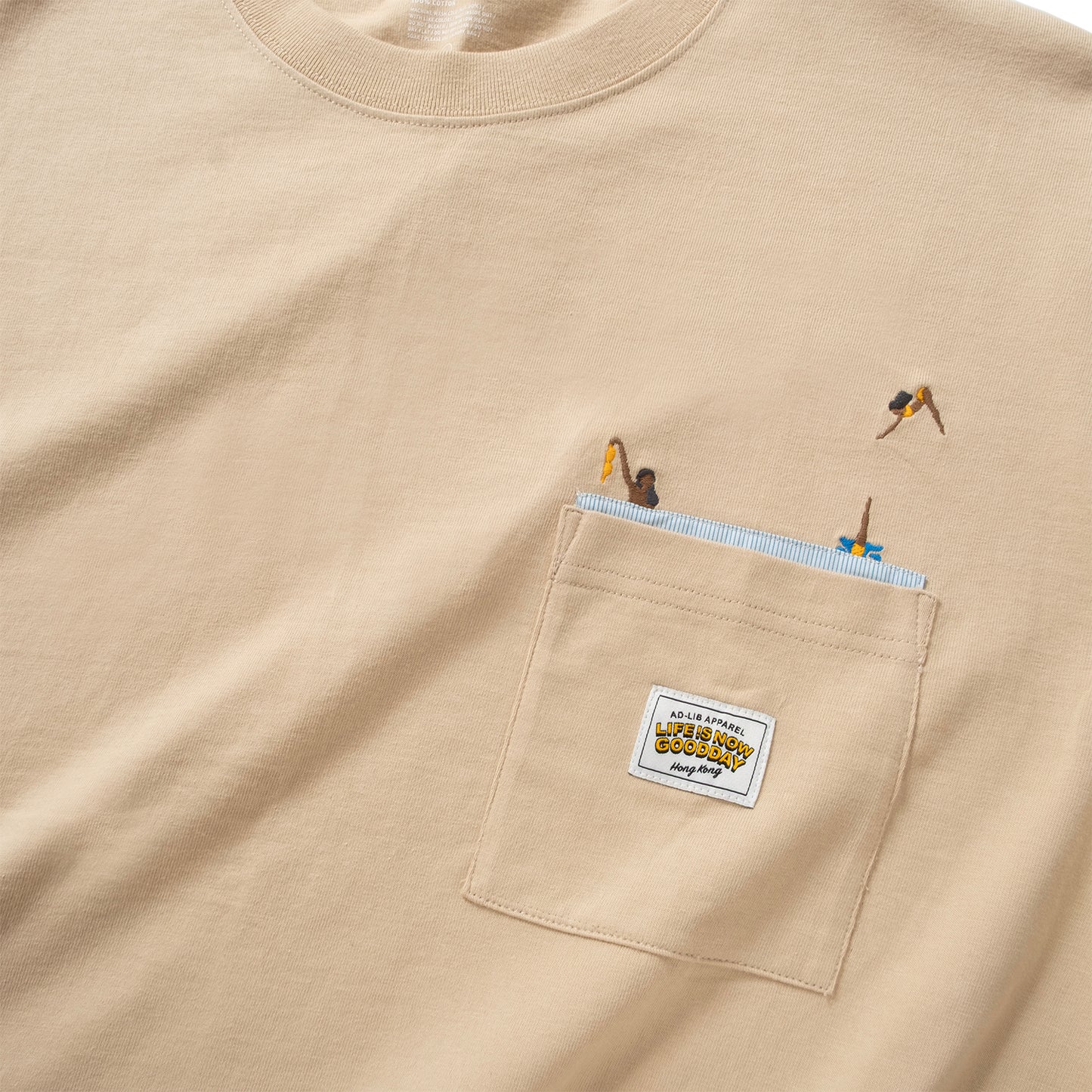 (ZT1840) Diving Woman Embroidery Pocket Tee