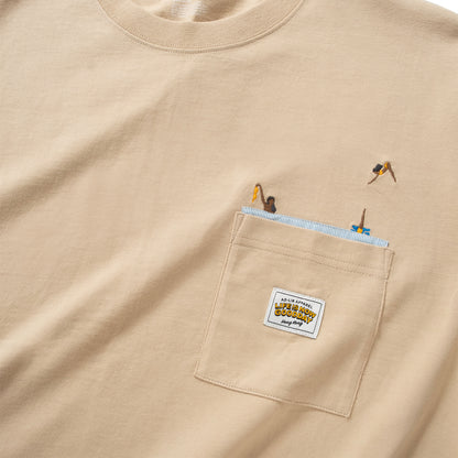 (ZT1840) Diving Woman Embroidery Pocket Tee