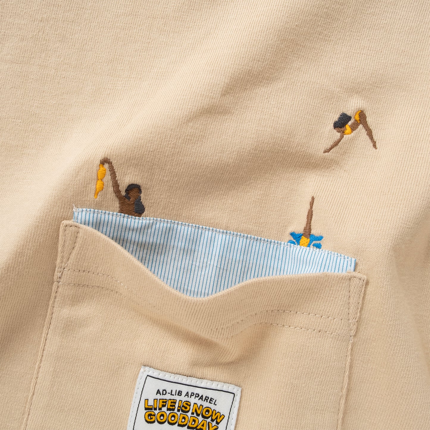 (ZT1840) Diving Woman Embroidery Pocket Tee