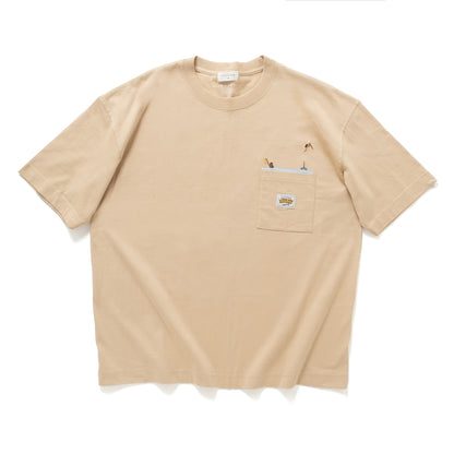 (ZT1840) Diving Woman Embroidery Pocket Tee