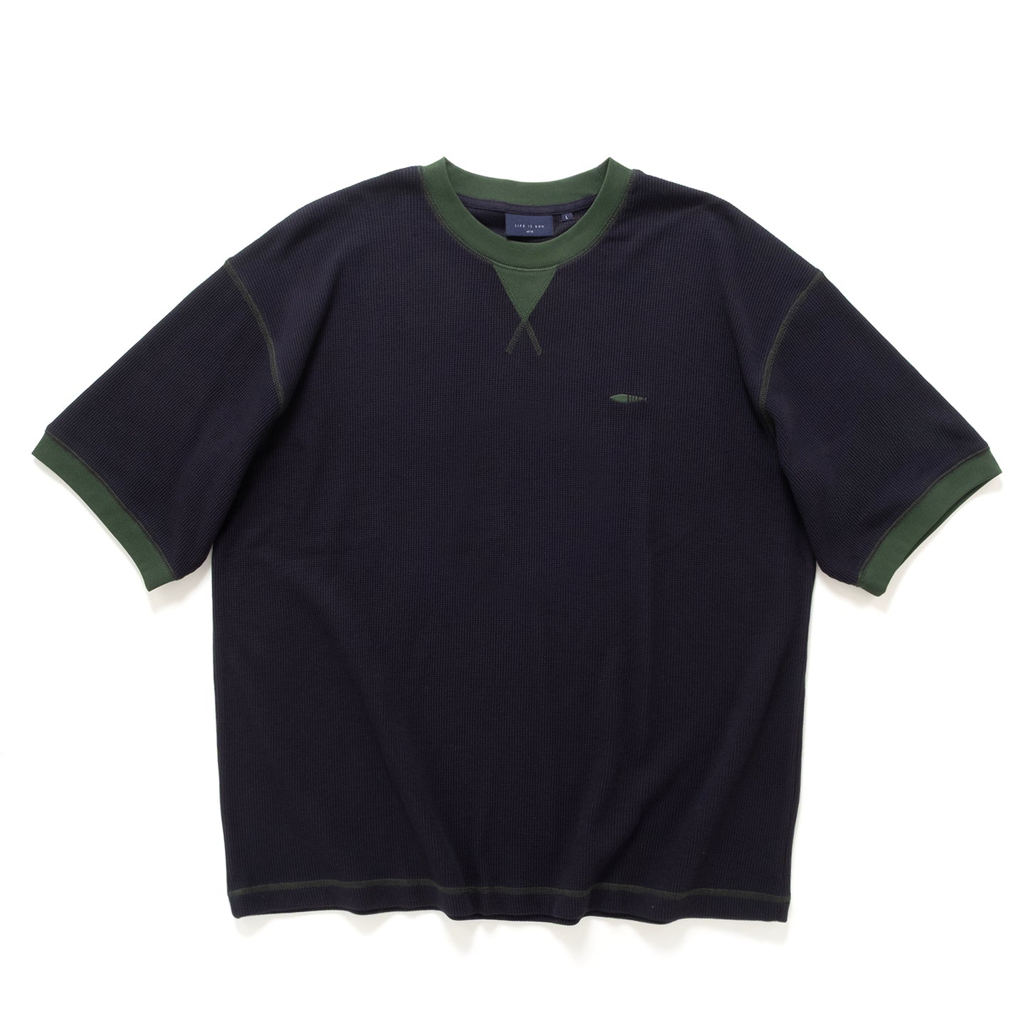 (TP1838) Contrast Rib Waffle Tee