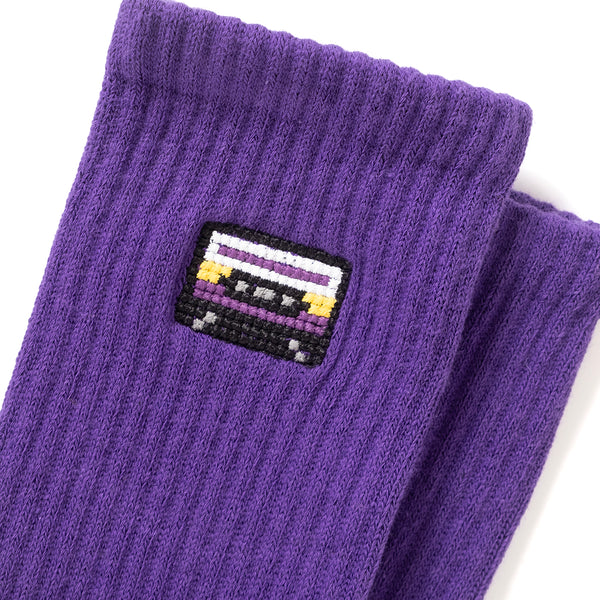 (ZA113) 錄音帶繡花短襪