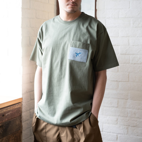 (ZT1131) Whale Embroidery Pocket Tee