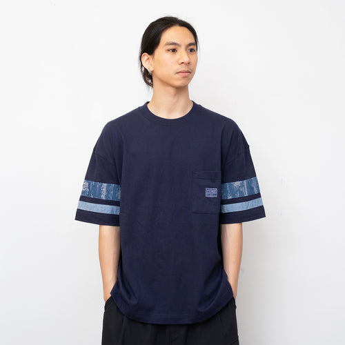 (ZT1864) 手袖拼布口袋Tee