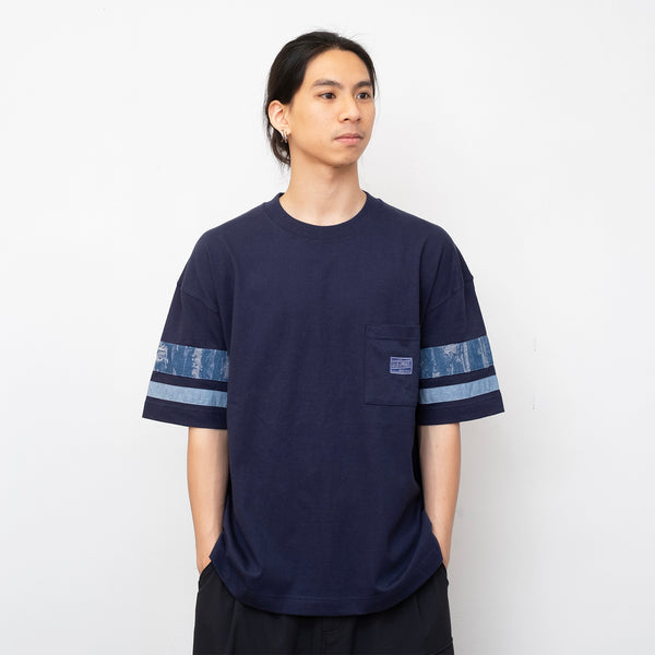 (ZT1864) 手袖拼布口袋Tee