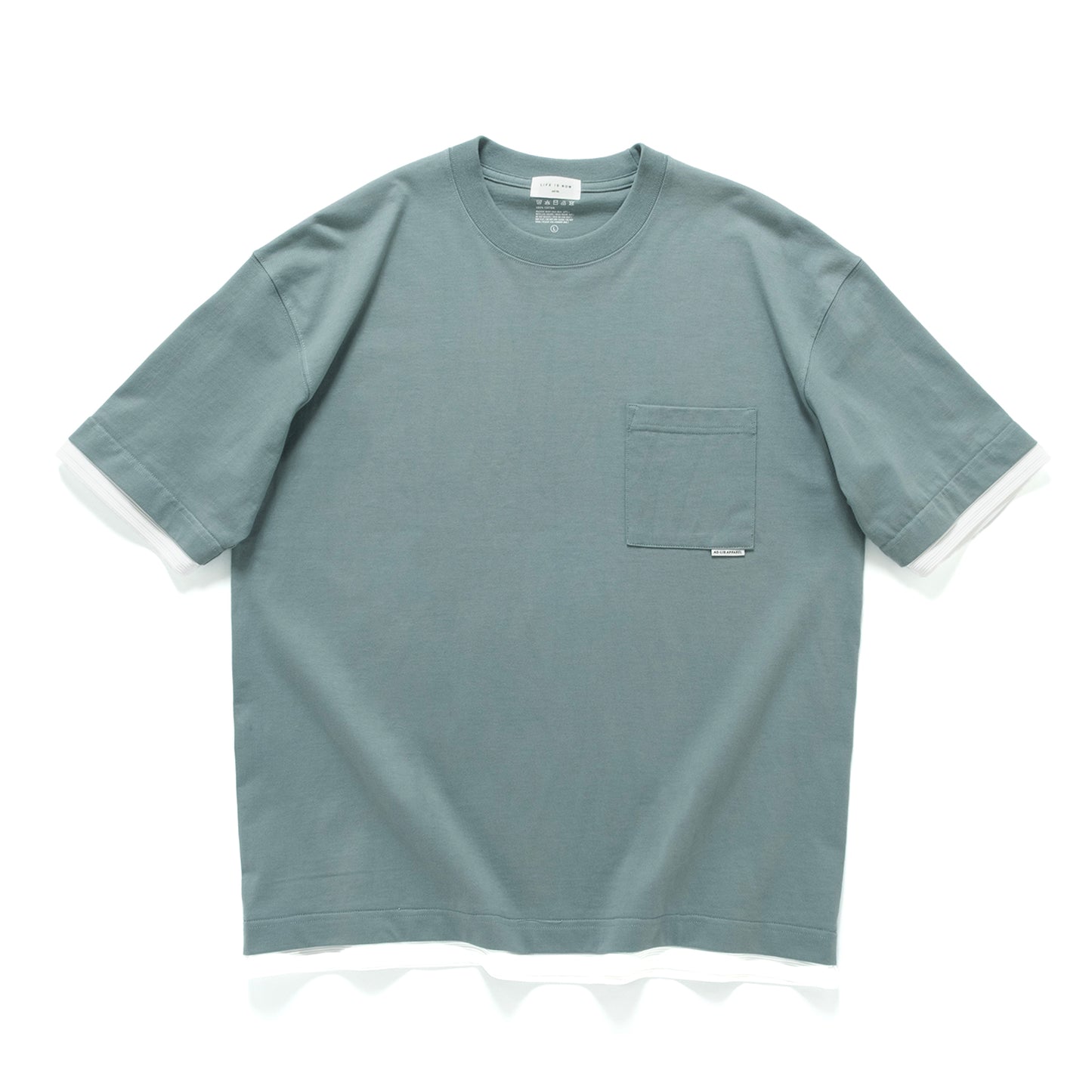 (ZT1861) Double Fake Layer Pocket Tee