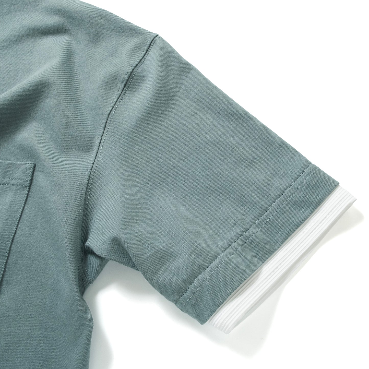 (ZT1861) Double Fake Layer Pocket Tee